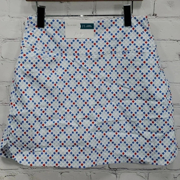 Lady Hagen 17” Tummy Control Skort Golf American Red White Blue Stars Size S NWT - Picture 1 of 9